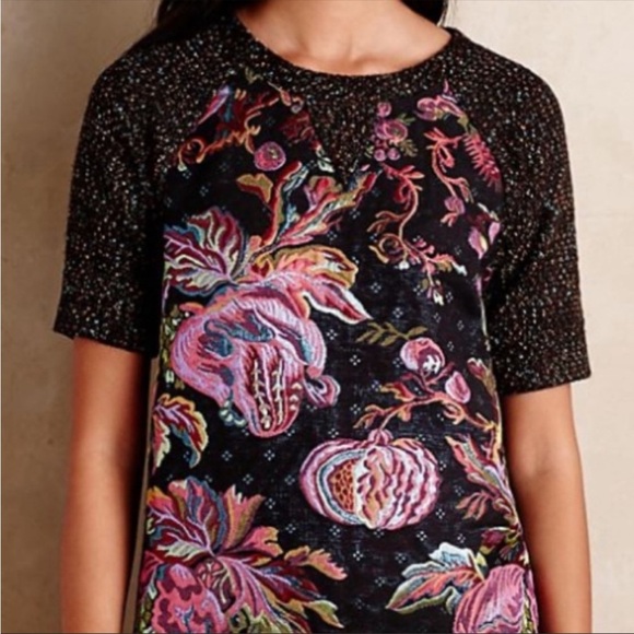 ANTHROPOLOGIE James Coviello brocade metallic top - Picture 1 of 8